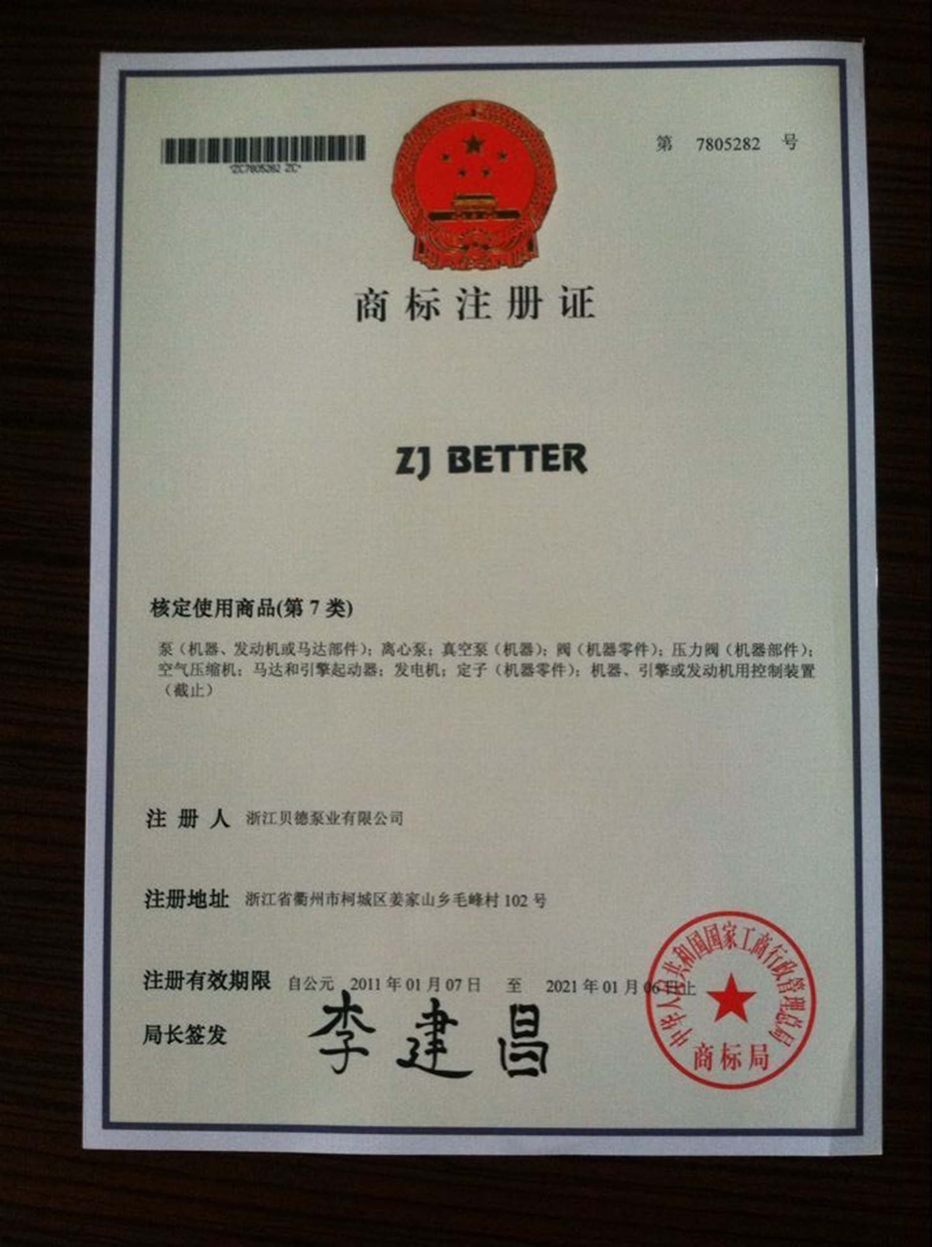 Certificate ZJ BETTER