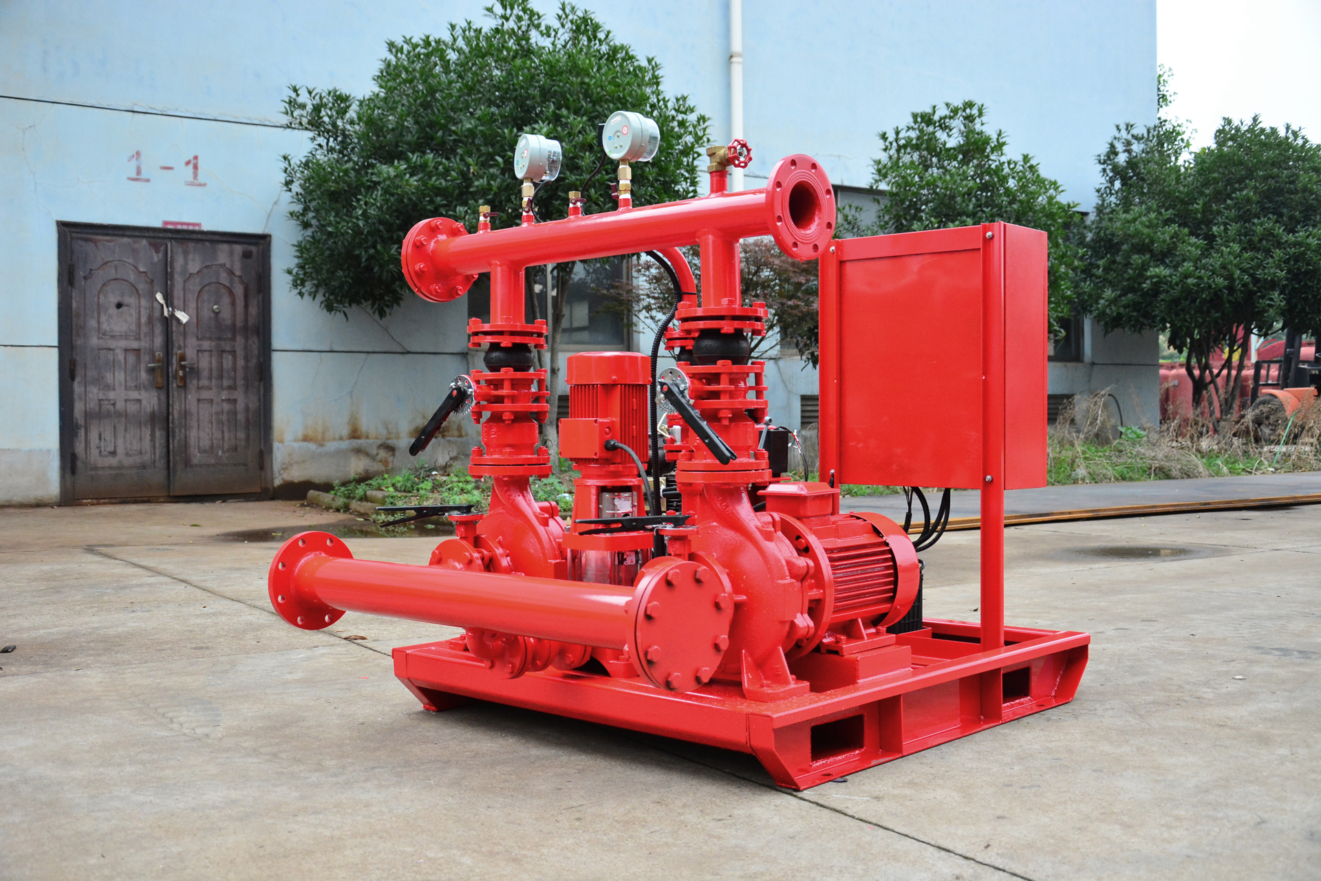 diesel fire pump + electric fire pump + jockey pump