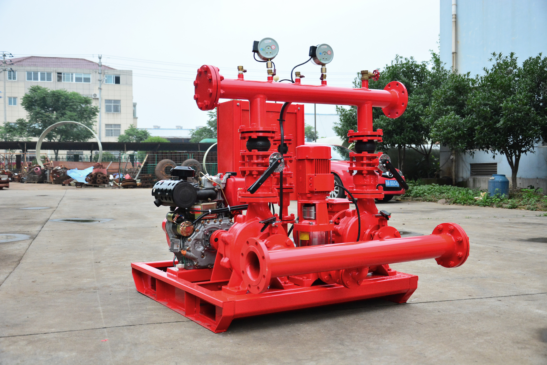 diesel fire pump + electric fire pump + jockey pump